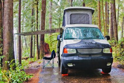 camper van in forest 9616cf7d
