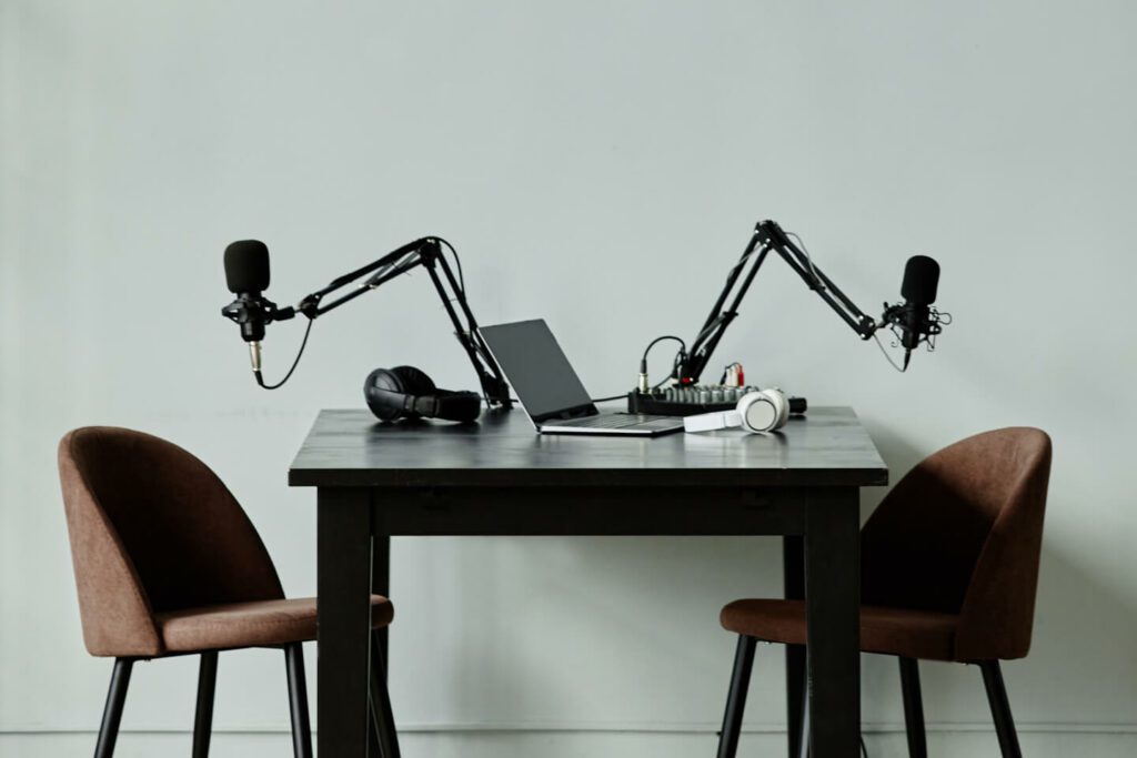 minimal podcast studio