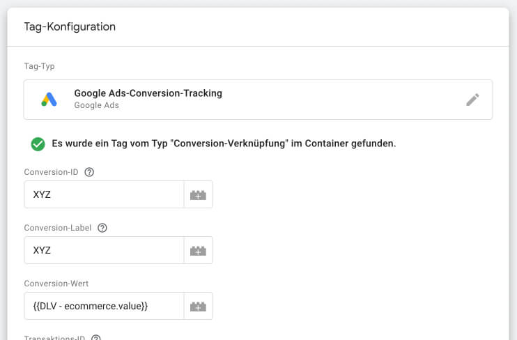gtm google ads conversion tracking de